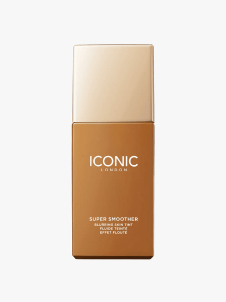 Iconic London Super Smoother Blurring Skin Tint in branded component on a light gray background